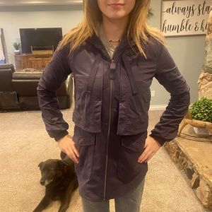 Lululemon 3/4 length effortless pinstriped jacket.